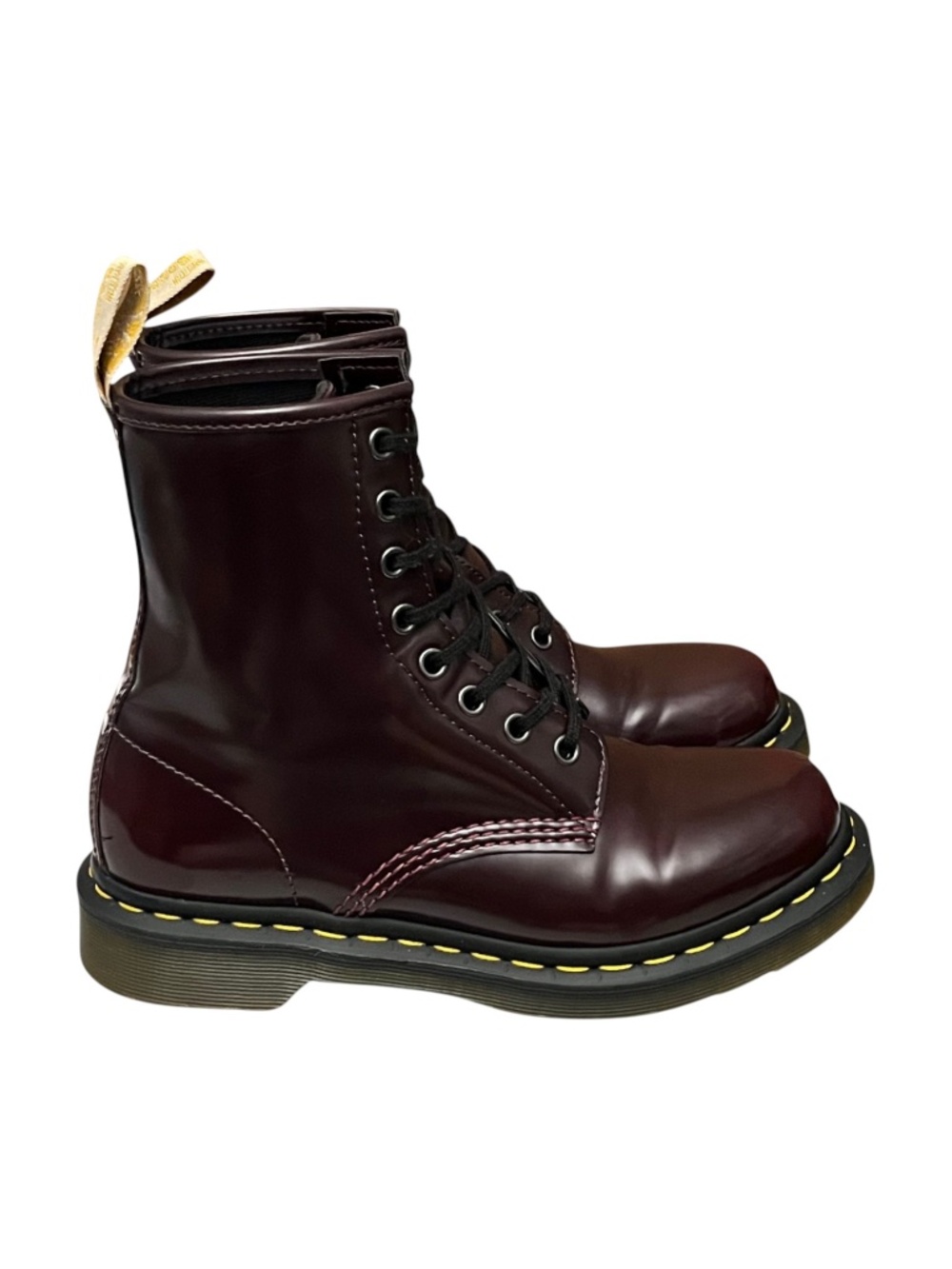Dr Martens 1460 Vegan Cherry Red Oxford Rub Off Combat Boots US 7 EU 38 - Picture 4 of 11